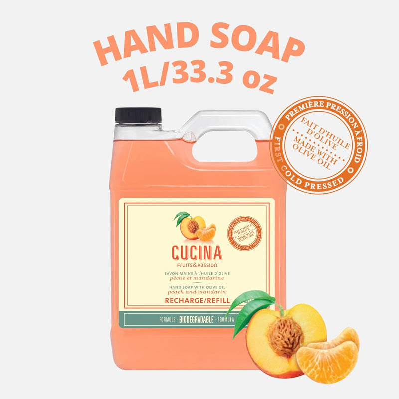Fruits & Passion Cucina Peach and Mandarin Hand Soap 1L Refill- 2 pack