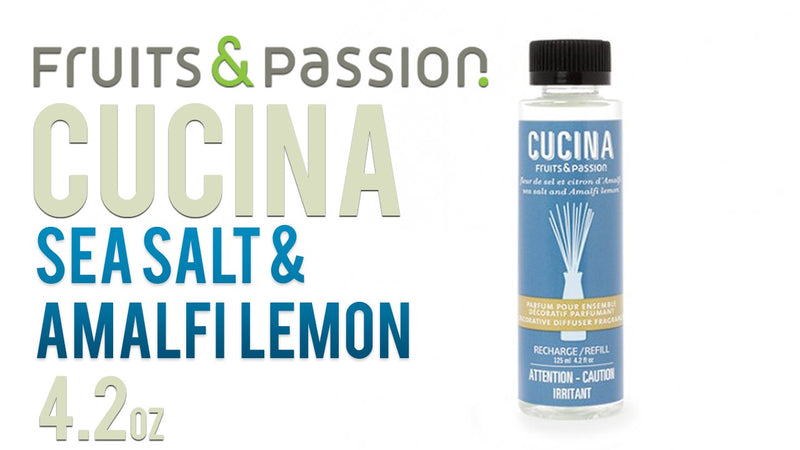 Cucina Sea Salt and Amalfi Lemon Concentrated Decorative Diffuser Fragrance 125 Milliliters-Front Description