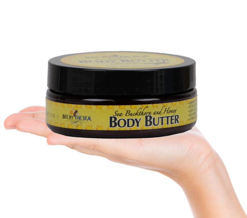 Bee By The Sea Buckthorn and Honey Natural Body Butter Made With Coconut Oil 6 Ounces-Full View