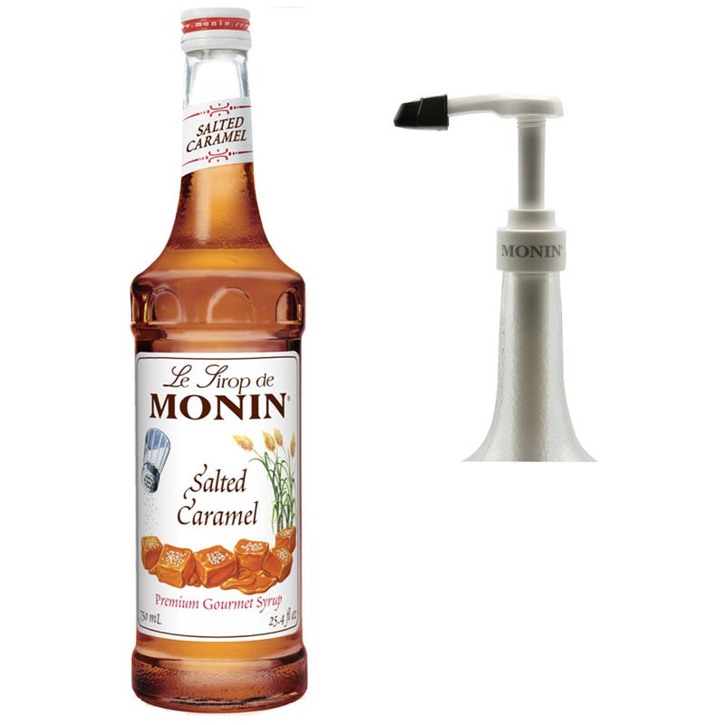 Monin Salted Caramel Premium Gourmet Syrup with Pump - Vegan and Gluten-Free 