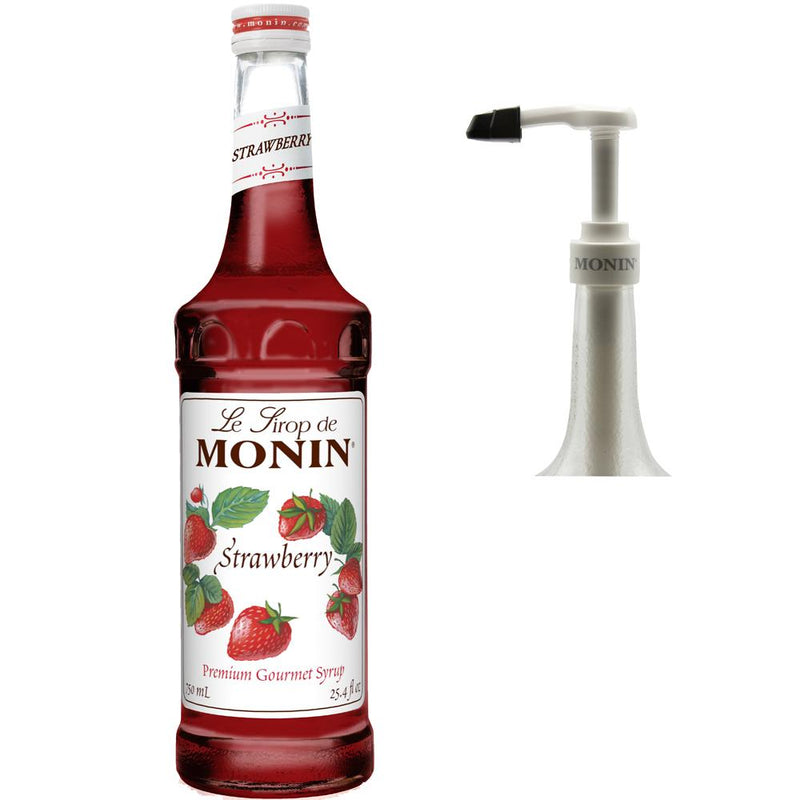 Monin  Gluten-Free and Vegan Premium Gourmet Strawberry Fruit Flavor Syrup with Pump 750 ml