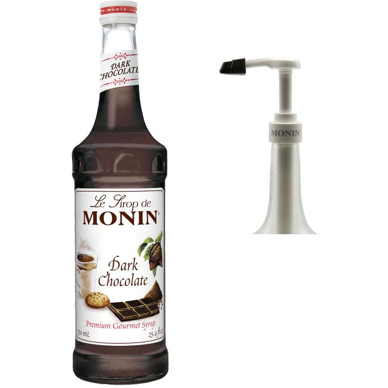 Monin Gluten Free and Vegan Premium Dark Chocolate Syrup with Pump 750 ml