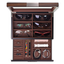 Decorebay Wooden Sunglasses Jewelry Box with Saddle Brown Leather (Coffee Lover)