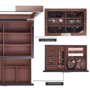 Decorebay Wooden Sunglasses Jewelry Box with Saddle Brown Leather (Coffee Lover)