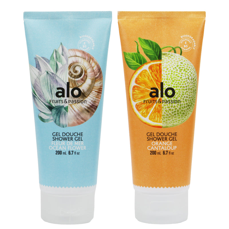 Fruits & Passion Orange Cantaloup and Ocean Flower Shower Gel 6.7 Ounces - 2 Pack