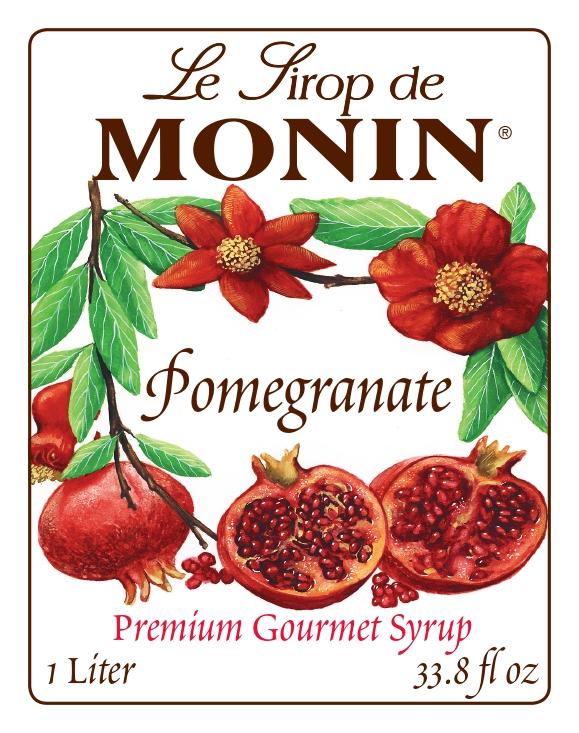 Monin Gluten Free, Vegan, Rich Red Pomegranate Fruit Syrup 1000ml- Front Description