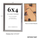 Decorebay Home 6x4 Aluminum Picture Photo Frame (Silver)