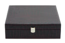 Decorebay Handcrafted PU Crocodile Leather Tie and Cufflink Storage Box for Men - Closed