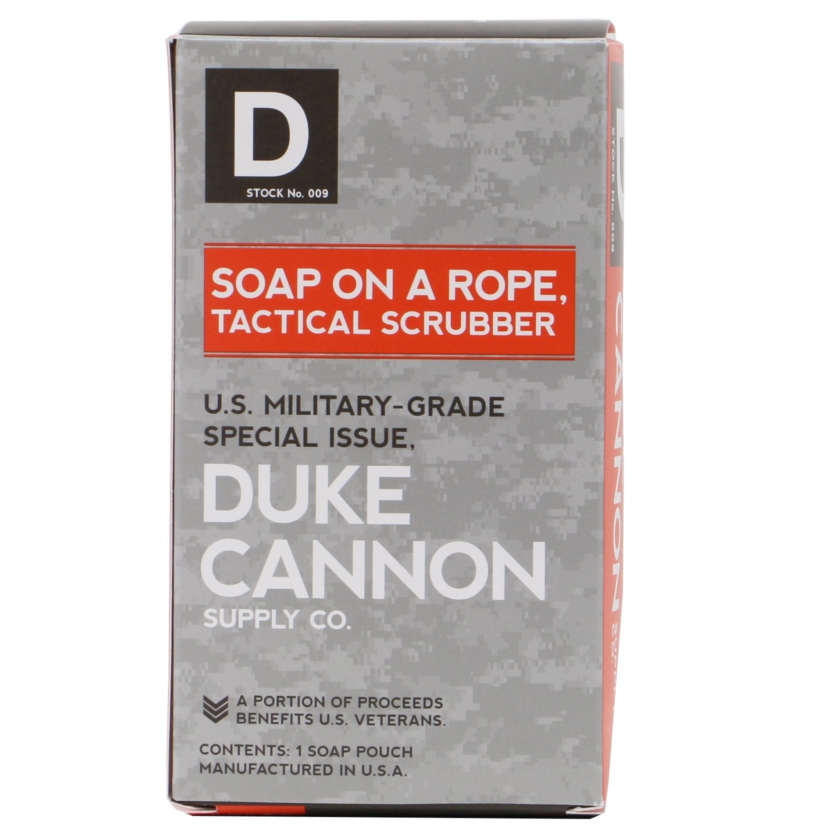 Duke Cannon Soap On a Rope Tactical Scrubber Pouch + Oak Barrel Bourbon Soap