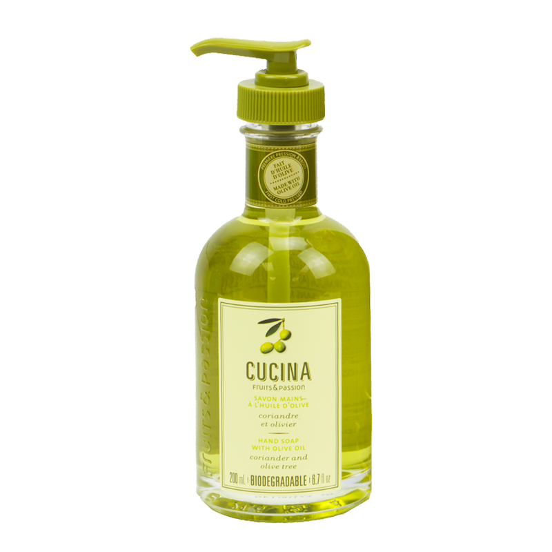 Fruits & Passion Cucina Coriander and Olive Tree Hand Soap 200 ml & 1 Liter Set-Front Description 
