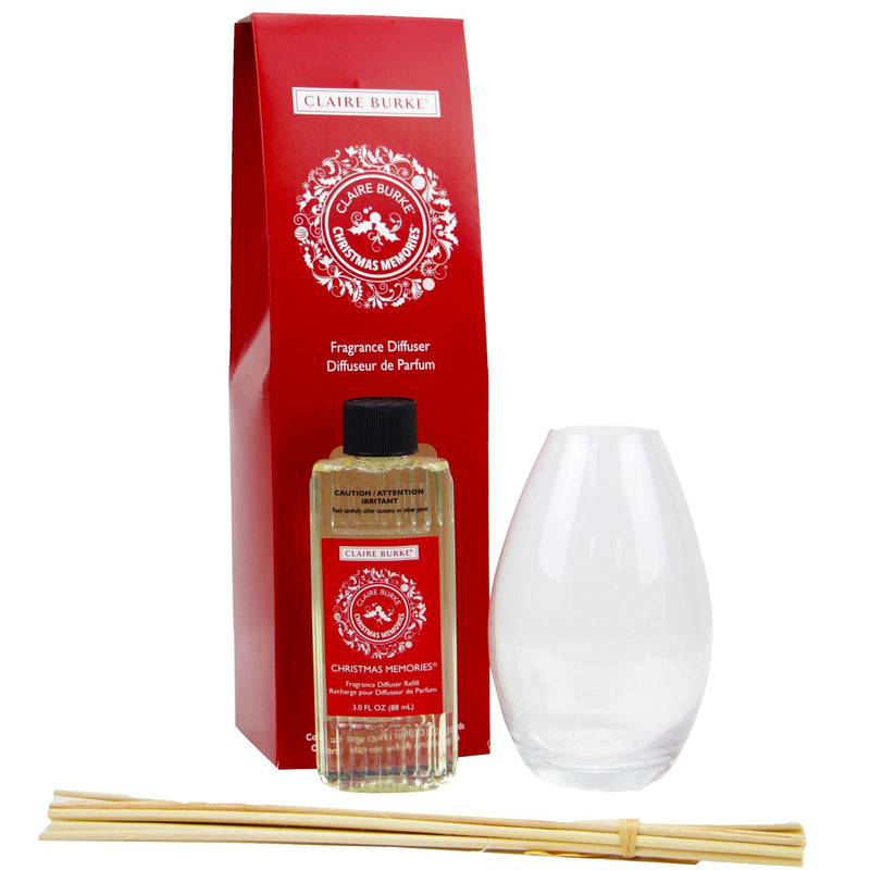 Claire Burke Christmas Memories Fragrance Diffuser Oil, Elegant glass and Reeds
