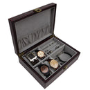 Decorebay Crocodile Brown Handcrafted PU Leather Watch and Cufflink Storage Organizer