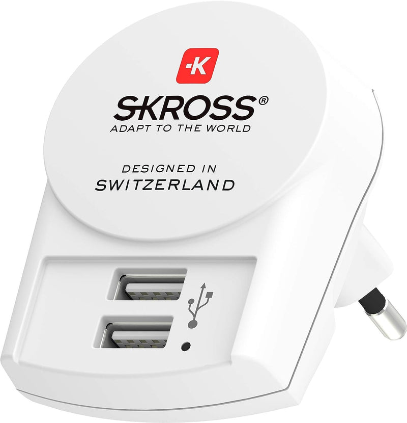 Skross Universal World Travel Adapter PRO + USB (2XA) Set 1.302521 - White
