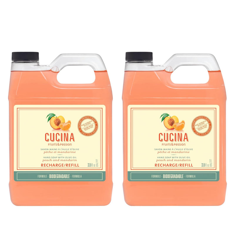 Fruits & Passion Cucina Peach and Mandarin Hand Soap 1L Refill- 2 pack