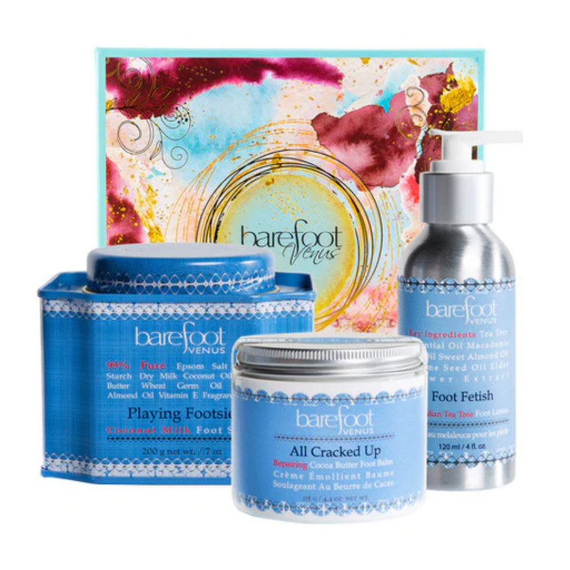 "Barefoot Venus Foot Care Trio Gift Set for Silky Smooth Soles and Rejuvenated Feet: Footsie Soak (7 oz), Foot Balm (4.4 oz), Foot Lotion (4 oz)