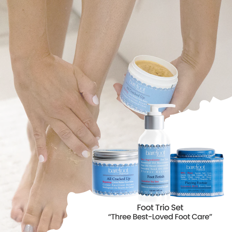 "Barefoot Venus Foot Care Trio Gift Set for Silky Smooth Soles and Rejuvenated Feet: Footsie Soak (7 oz), Foot Balm (4.4 oz), Foot Lotion (4 oz)