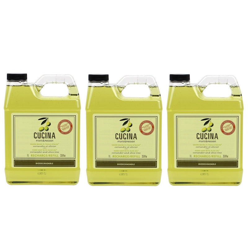 Fruits & Passion Cucina Olive and Coriander Hand Soap Refill 1 L - 3 pack