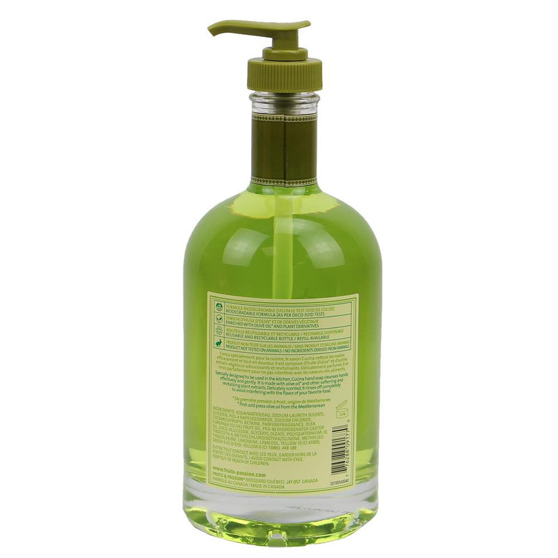 Fruits & Passion Cucina  Lime Zest and Cypress Hand Soap Back Side