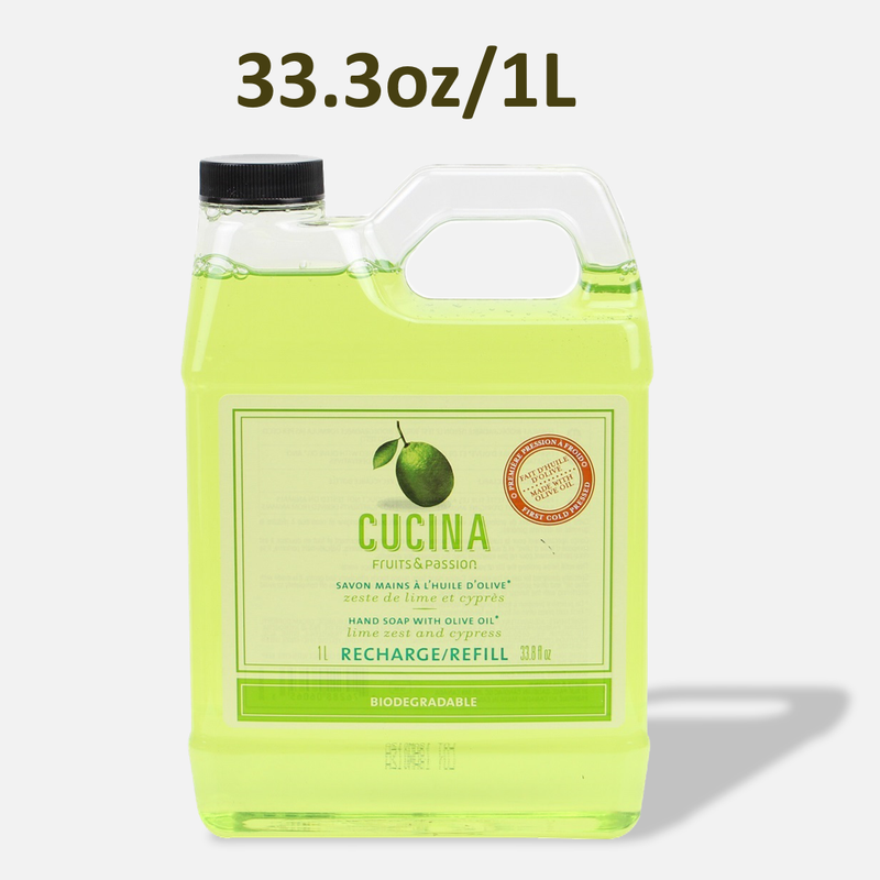 Cucina Lime Zest and Cypress Biodegradable Hand Soap Refill 1L - 33.3 oz