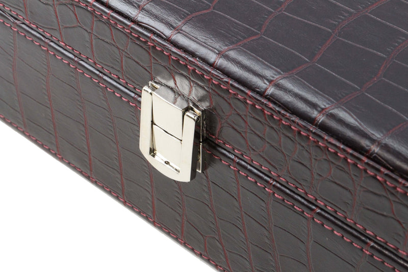 Decorebay Handcrafted PU Crocodile Leather Tie and Cufflink Storage Box for Men - Corner 