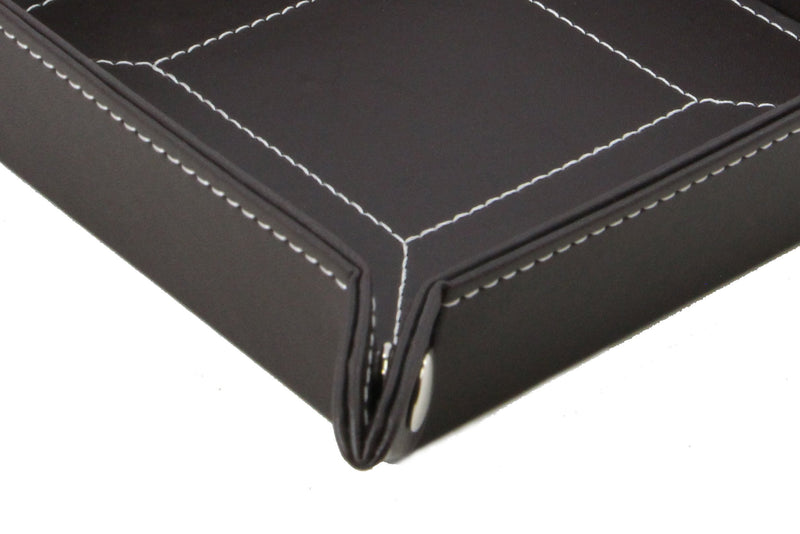 Decorebay Easy Pocket Dump Foldable Leather Valet Tray (Brown)