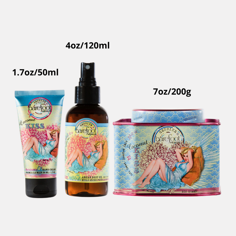 Barefoot Venus Coconut Kiss Bath Soak, Hand Cream & Argan Oil Set
