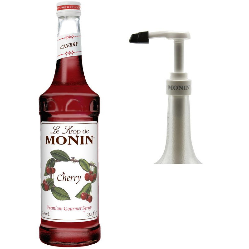 Monin Cherry Premium Gourmet Syrup with Pump 25.4 Ounces