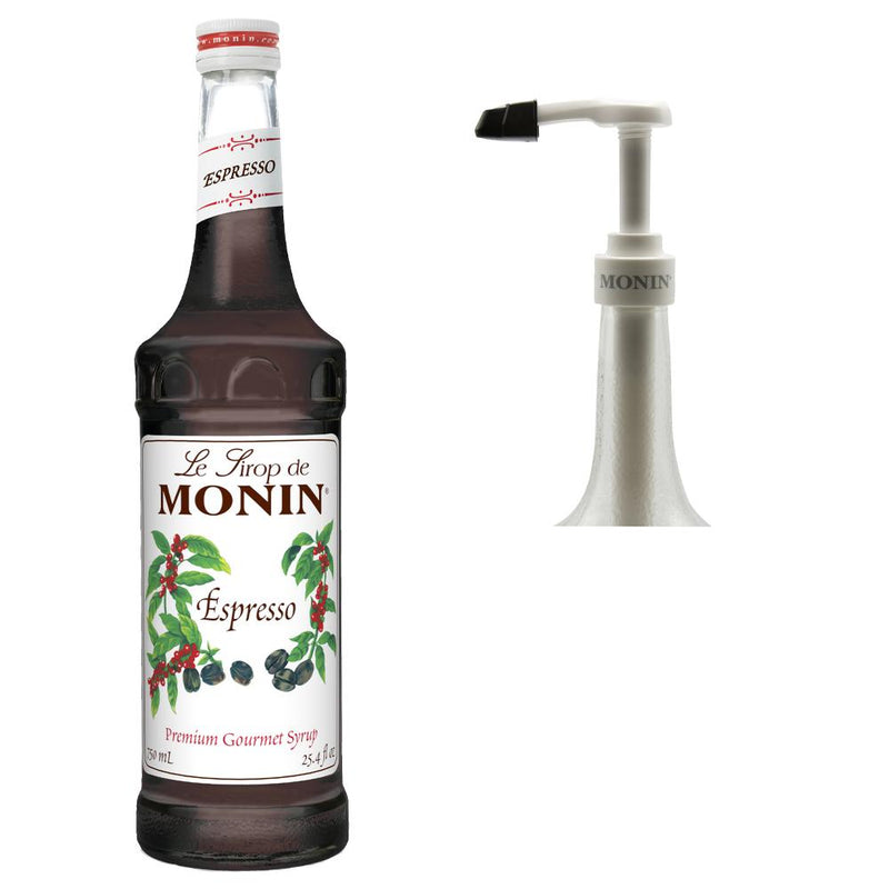 Monin Vegan and Gluten-Free Premium Espresso Gourmet Syrup with Pump 750 ml