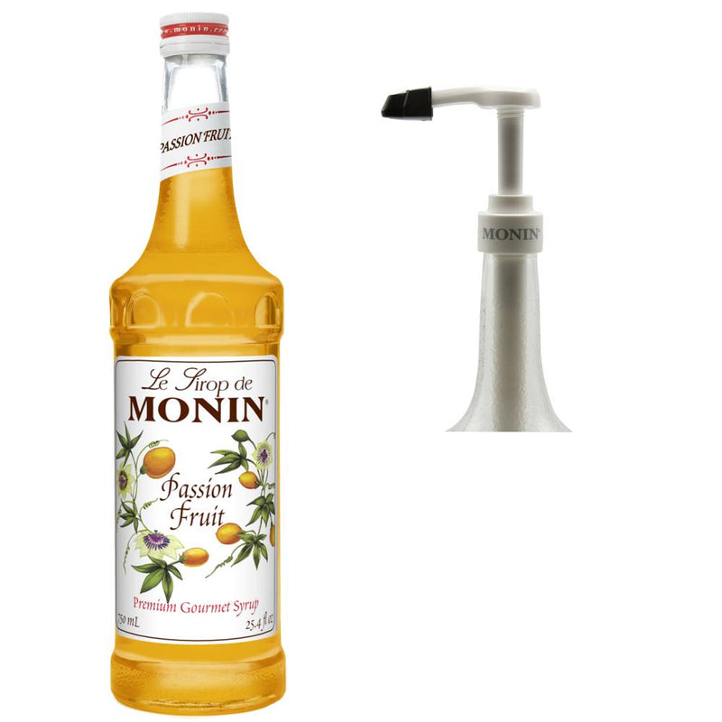 Monin Passion Fruit Premium Gourmet Syrup with Pump - Vegan and Gluten Free 