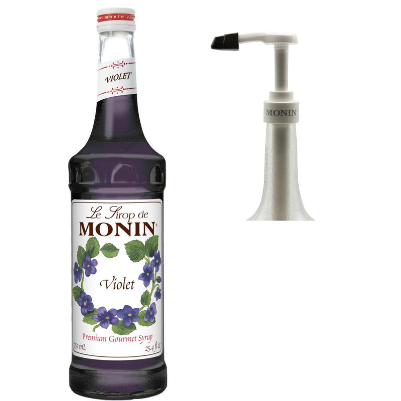 Monin Vegan and Gluten-Free Premium Violet Syrup with Pump 750 ml