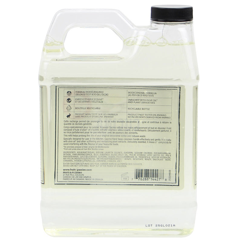 Fruits & Passion Cucina Sea Salt and Amalfi Biodegradable Liquid Hand Soap Refill 33.8 Ounces - 2 Pack--Back Descriptions
