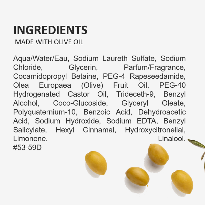 Fruits & Passion Cucina Sea Salt and Amalfi Lemon Hand Soap 200ml + 1L Refill Set--Ingredients