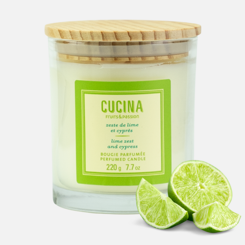 Fruits & Passion Cucina Lime Zest and Cypress Perfumed Candle 7.7 Ounces - 2 Pack-Front Description