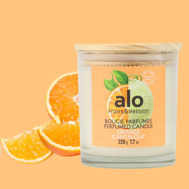 Fruits & Passion Alo Orange Cantaloup Perfumed Candle 7.7 Ounces-Front Description