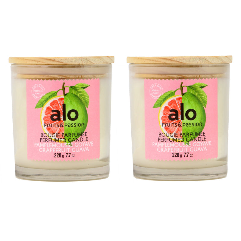 Fruits & Passion Alo Grapefruit Guava Perfumed Candle 7.7 Ounces - 2 Pack