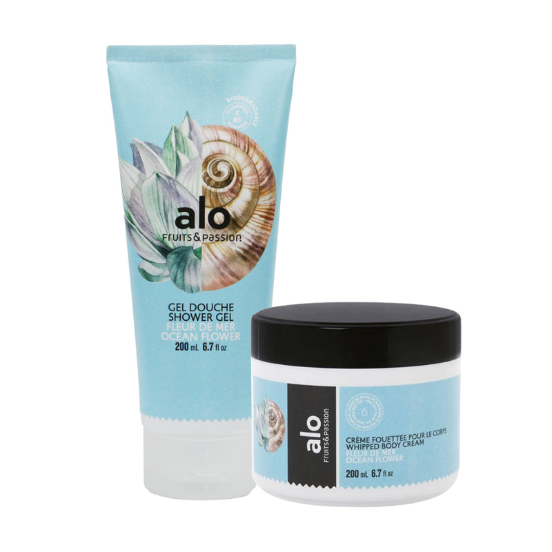 Fruits & Passion Alo Ocean Flower Shower Gel and Whipped Body Cream 6.7 Ounces - Set