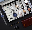 Decorebay Java 8-Slot Piano Finish Wooden Luxury Watch, Cufflink and Ring Display Case and Jewelry Organizer