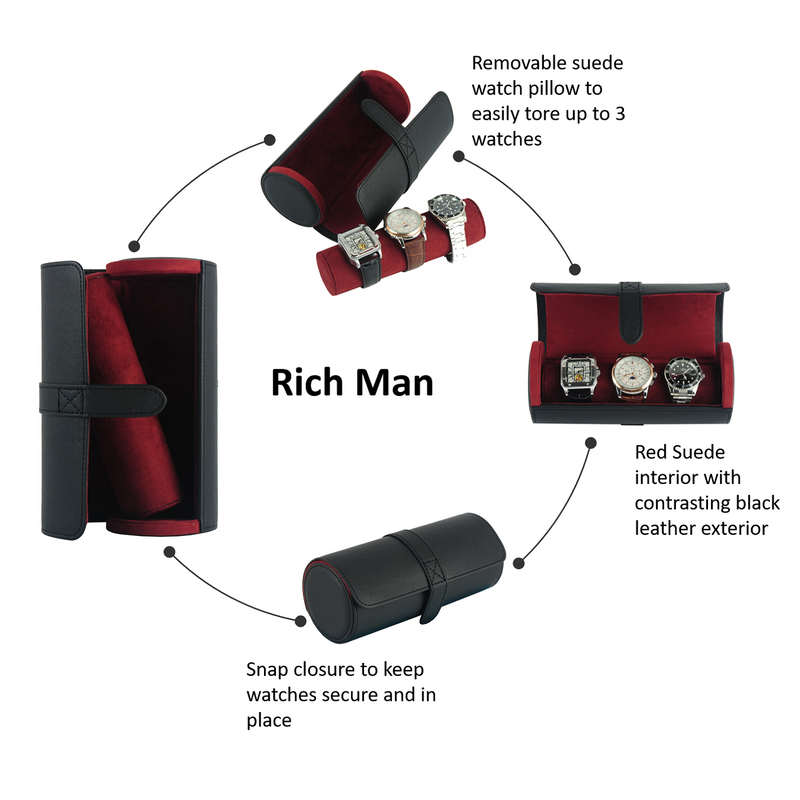 Decorebay Rich Man Roll Style Travel Watch Case and Organizer