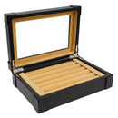 Decorebay Explorer Cufflink Box and Luxury Jewelry Display Case for Men with Glass Top - Black