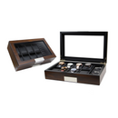 Decorebay Watchmen 8-Slot Wooden Luxury Watch, Cufflink and Ring Display Case and Jewelry Organizer