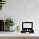 Decorebay Watchmen 8-Slot Wooden Luxury Watch, Cufflink and Ring Display Case and Jewelry Organizer