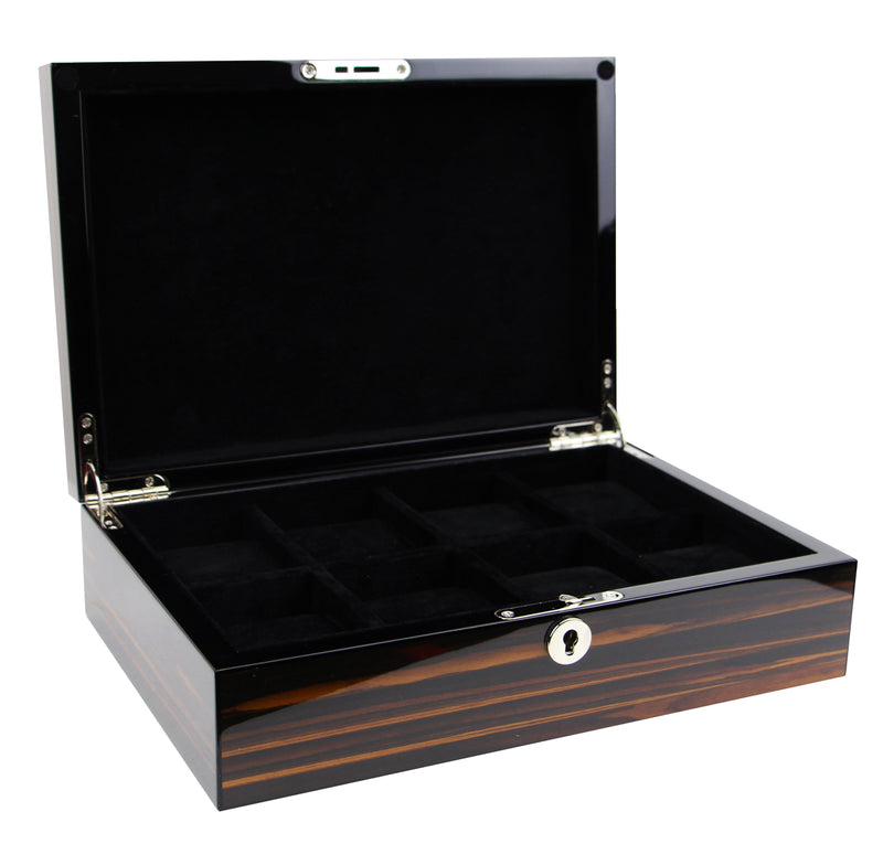 Decorebay High Gloss Lacquered Piano Finish 8-Slot Watch Display Case and Organizer (Maple King)