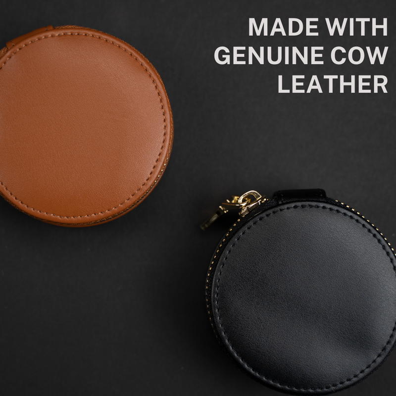 Decorebay Leather Zip Around Mini Jewelry Box - Black