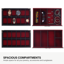 Decorebay 12 Watches Storage and Multi-Purpose Black and Red Leather Jewelry Box (My Darling)