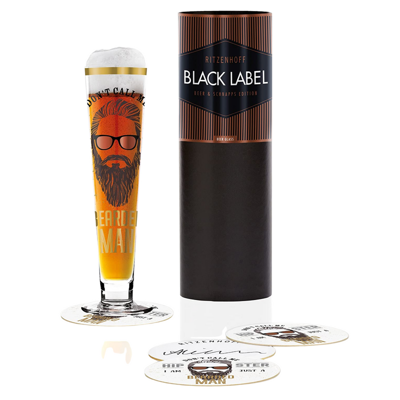 Ritzenhoff Black Label Beer Glass with Five Coasters (Alice Wilson) - 385 ml