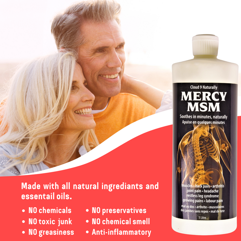 Cloud 9 Naturally Mercy MSM Pain Relief Lotion - 1 Litre Bottle, Standard Lid