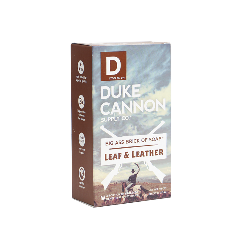 Duke Cannon Leaf & Leather Big Brick of Bar Soap-Back Description