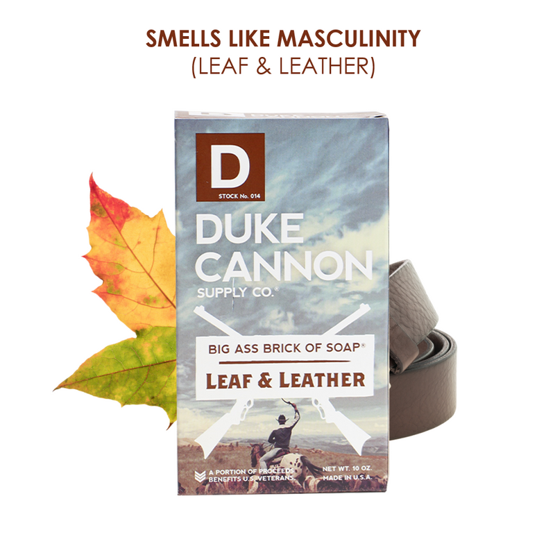 Duke Cannon Leaf & Leather Big Brick of Bar Soap-Front Description