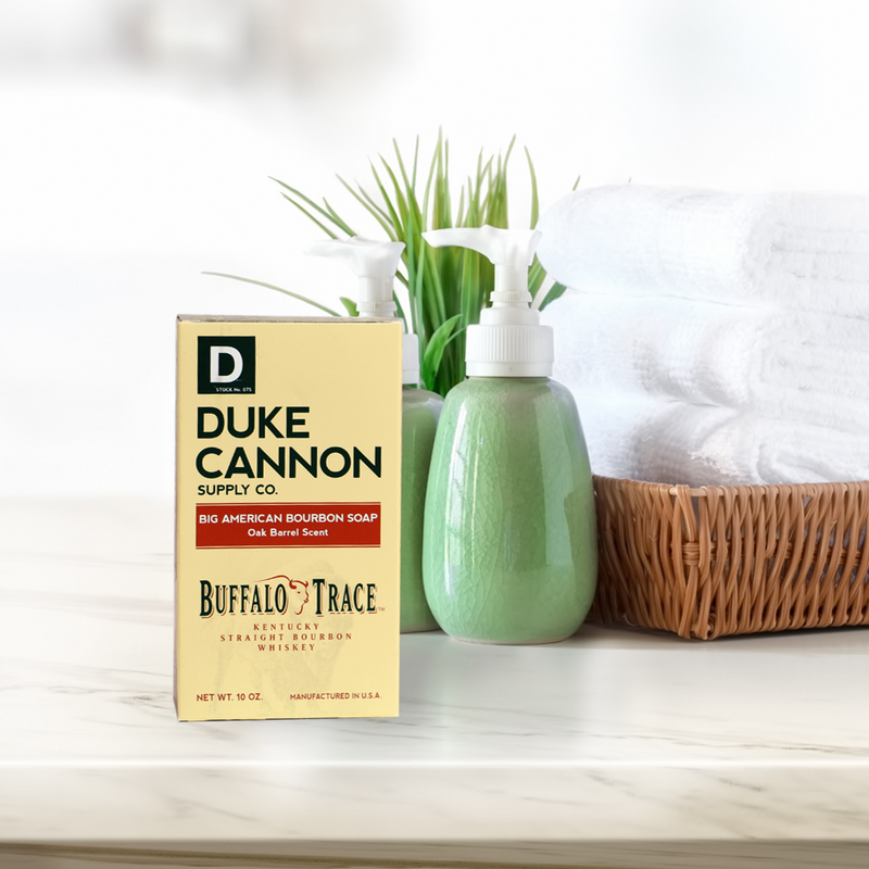Duke Cannon Big American Bourbon Oak Barrel Brick of Bar Soap For Men 10 Ounces-Front View