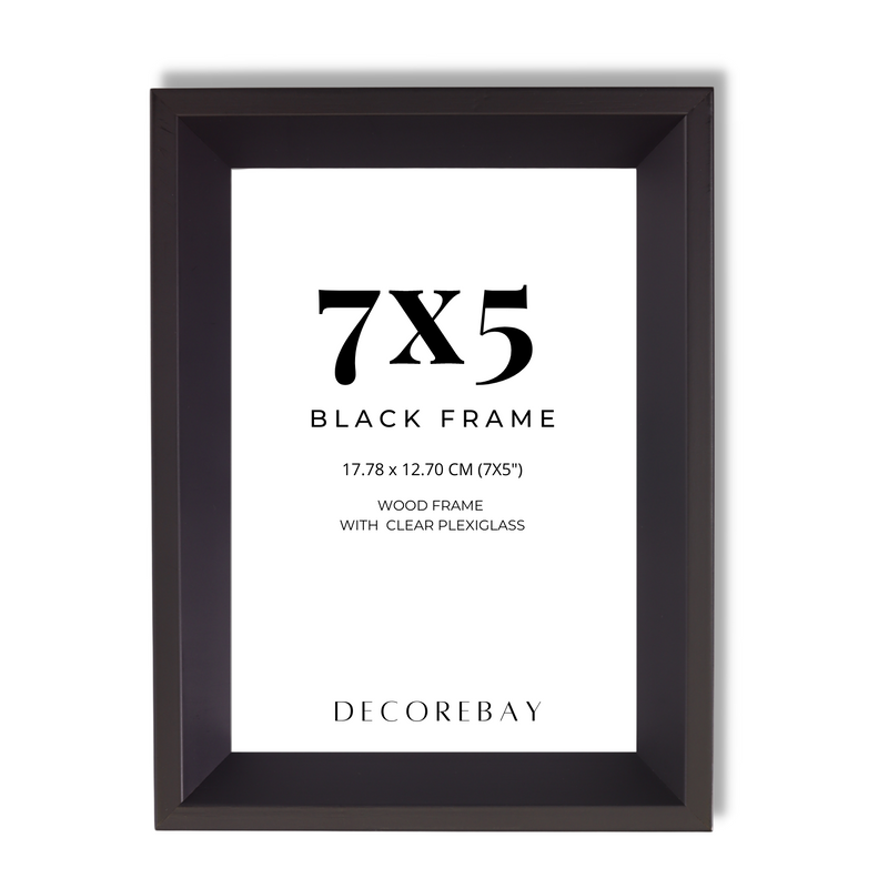 Decorebay Home 7x5 Solid Wood Picture Photo Frame (Black)